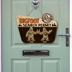 Bigfoot Search Permit, Personalized Custom Shaped Wooden Sign, Gift For Camping Lovers