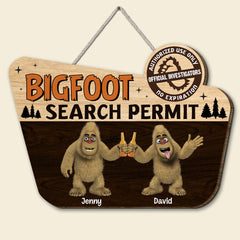 Bigfoot Search Permit, Personalized Custom Shaped Wooden Sign, Gift For Camping Lovers