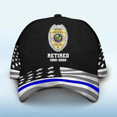 Custom US Police Flag Cap - Personalized Retired_yy