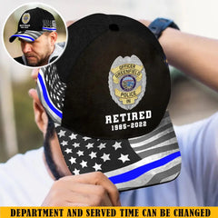 Custom US Police Flag Cap - Personalized Retired Police Badge Hat