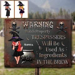 Warning Trespassers Will Be Used As Ingredients - Personalized Witch Rectangle Metal Sign