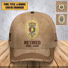 Personalized US Police Badge Retired Police Officer Custom Time Cap