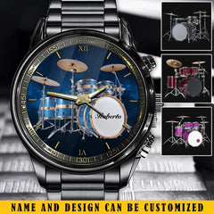 Personalized Musical Drum Set Custom Name Watch