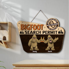 Bigfoot Search Permit, Personalized Custom Shaped Wooden Sign, Gift For Camping Lovers